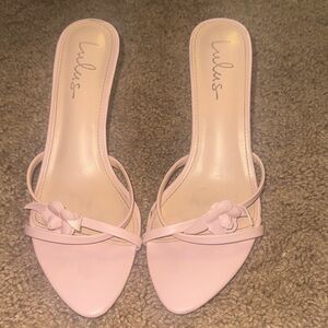 Lulu's Pastel Pink Floral Strap Slide Mules